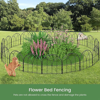 Small 12.55"*16.53" Decorative Garden Fencing Border, No Dig Fences Barrier, Black Metal Fence, Garden Edging Fence Panel, Dog Fence Outdoor for Yard, Flower Bed (6 Pcs)