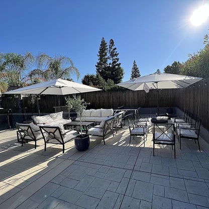 PURPLE LEAF 9' X 11.5' Patio Umbrella Outdoor Cantilever Rectangle Umbrella Aluminum Offset Umbrella with 360-degree Rotation for Garden Deck Pool Patio, White