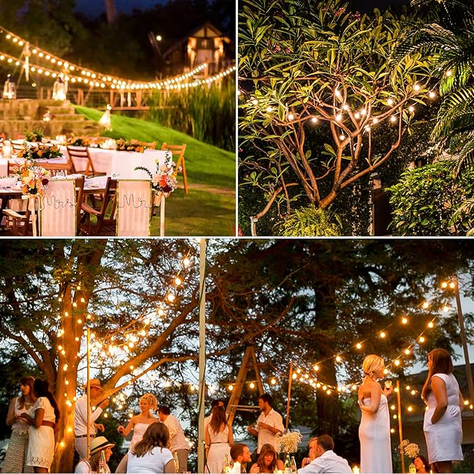 50FT Solar String Lights, Waterproof LED Outdoor String Lights, G40 Globe Patio Lights Solar Powered with 27 Shatterproof E12 Bulbs, 2700K Solar Lights for Outside Porch Garden Backyard Party Decor