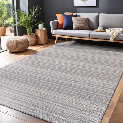 Stripe Outdoor Rug 8x10 Washable Outside Carpet for Indoor Patio Porch Waterproof Easy Cleaning Non Shedding Area Rugs Gray 8 x 10
