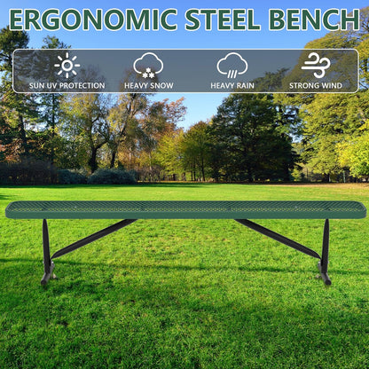 96" L Outdoor Metal Benches, Heavy Duty Garden Park Bench for Outside, Porch Chair Sports Backless Commercial Benches Mesh Bench for Shopping Mall, Store, Lawn, Park, Patio, Deck, Garden