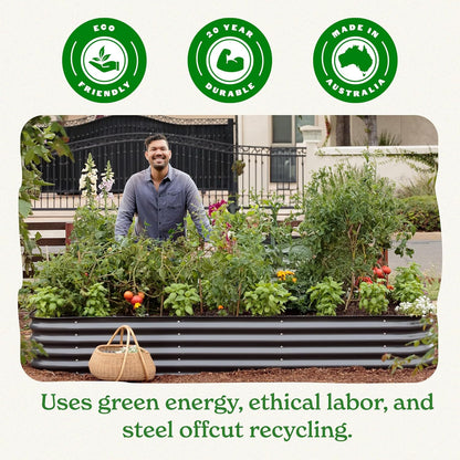 Epic Gardening 5-in-1 Modular Galvanized Raised Garden Bed Kit, 30" Short Metal Planter Box, Durable Aluzinc Steel Raised Garden Bed Outdoor for Vegetables, Herbs, Flowers & Fruits - Round Light Clay