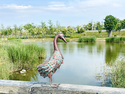 Garden Outdoor Statue Metal Duck Art Sculpture for Lawn, Farm and Patio - 25 Inches