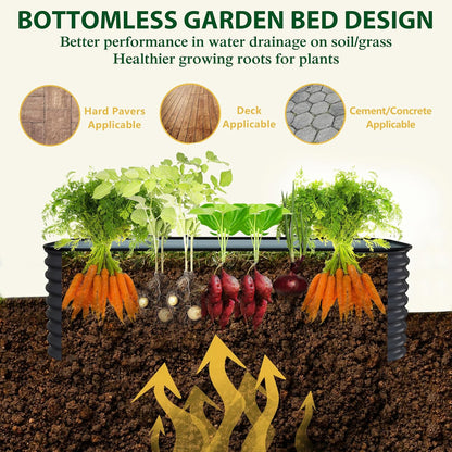MUPATER 6x3x2FT Raised Garden Bed Outdoor for Vegetables, 9-in-1 Galvanized Steel Planter Box with 2 Support Rods, 24''H Modular Garden Bed Kit Oval for Herbs and Flowers, Garden, Gray