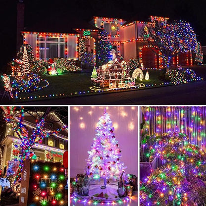 weillsnow 164 FT 500 LED Christmas Lights Outdoor, Waterproof Christmas Fairy Lights with Timer, Plug in Multicolor LED String Lights with 8 Modes for Bedroom Wedding Party Xmas Decoration