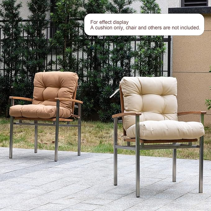 ARTPLAN All Weather Chair Outdoor Cushions Wicker Tufted Pillow with Back for Outdoor Furniture