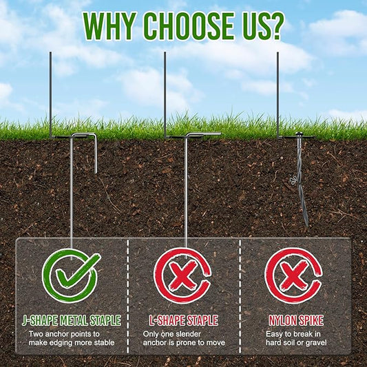 Landscape Edging 4 Inch Tall 60FT with 75Pcs Metal Spikes, Plastic Garden Edging Border Landscape Edging Border Lawn Edging for Landscaping, Flower Bed, Yard