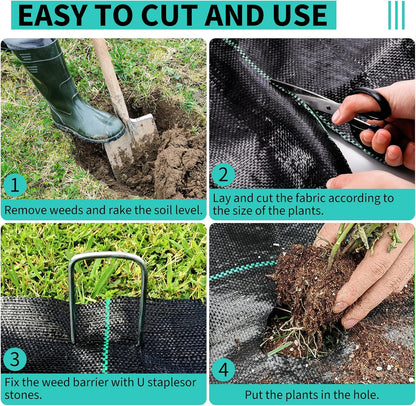 3 x 600 FT Weed Barrier Fabric,3.2 OZ Landscape Fabric,Heavy Duty PP Ground Cover for Gardening,Farming