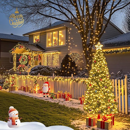 JMEXSUSS 2 Pack Solar Christmas Lights Outdoor - Total 400 LED 151FT Solar String Lights Outdoor Waterproof, 8 Modes Warm White String Light for Outside Patio Yard Tree Garden Christmas Decorations