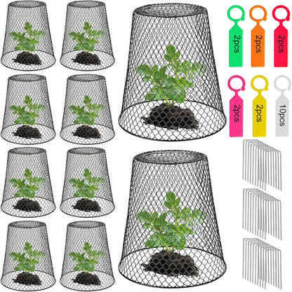 Chicken Wire Cloche Plant Covers - 20 Pack Garden Plant Cloche Metal Heavy Duty Plant Protectors from Animals for Keeping Bunnies Chicken Squirrels Birds Other Out (Black)
