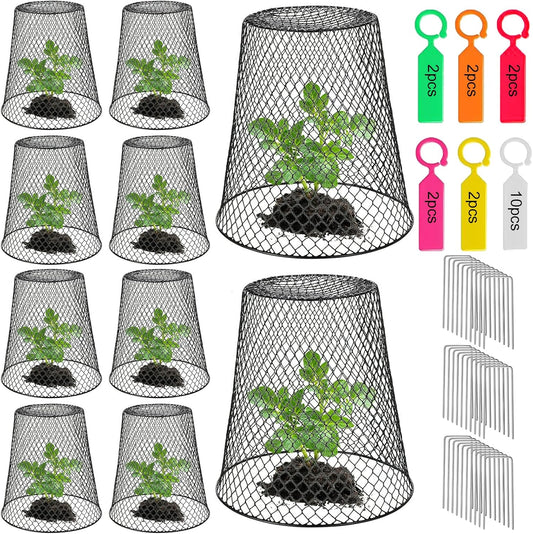 Chicken Wire Cloche Plant Covers - 20 Pack Garden Plant Cloche Metal Heavy Duty Plant Protectors from Animals for Keeping Bunnies Chicken Squirrels Birds Other Out (Black)