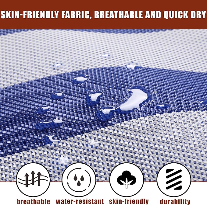 TegerDeger Anti-flip 12FT Hammock Large Hammock 450LB Capacity with Iron Spreader Bar & Nylon Rope for Outside, Patio, Garden, Backyard, Beach - Blue Strips