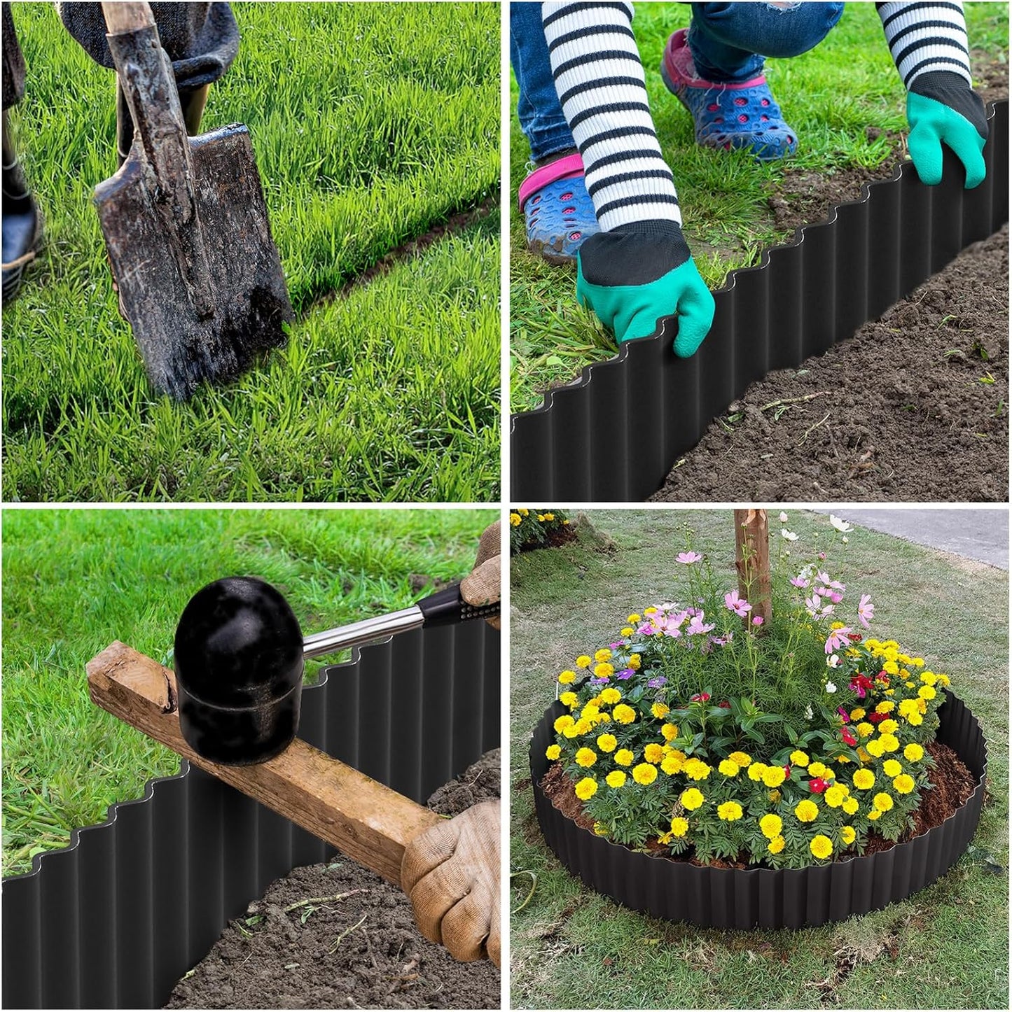 LAVEVE Corrugated Metal Garden Edging 6" x 20Ft, Landscape Edging Border for Lawn, Flower Bed, Garden Fence, Paver Edging (Black)