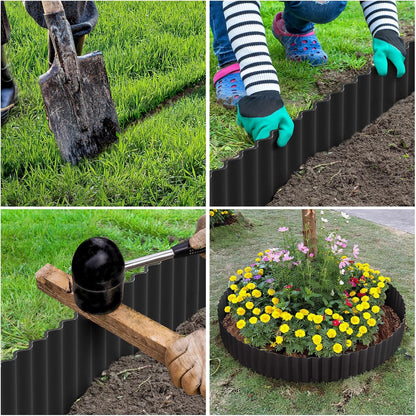 LAVEVE Corrugated Metal Garden Edging 6" x 20Ft, Landscape Edging Border for Lawn, Flower Bed, Garden Fence, Paver Edging (Black)
