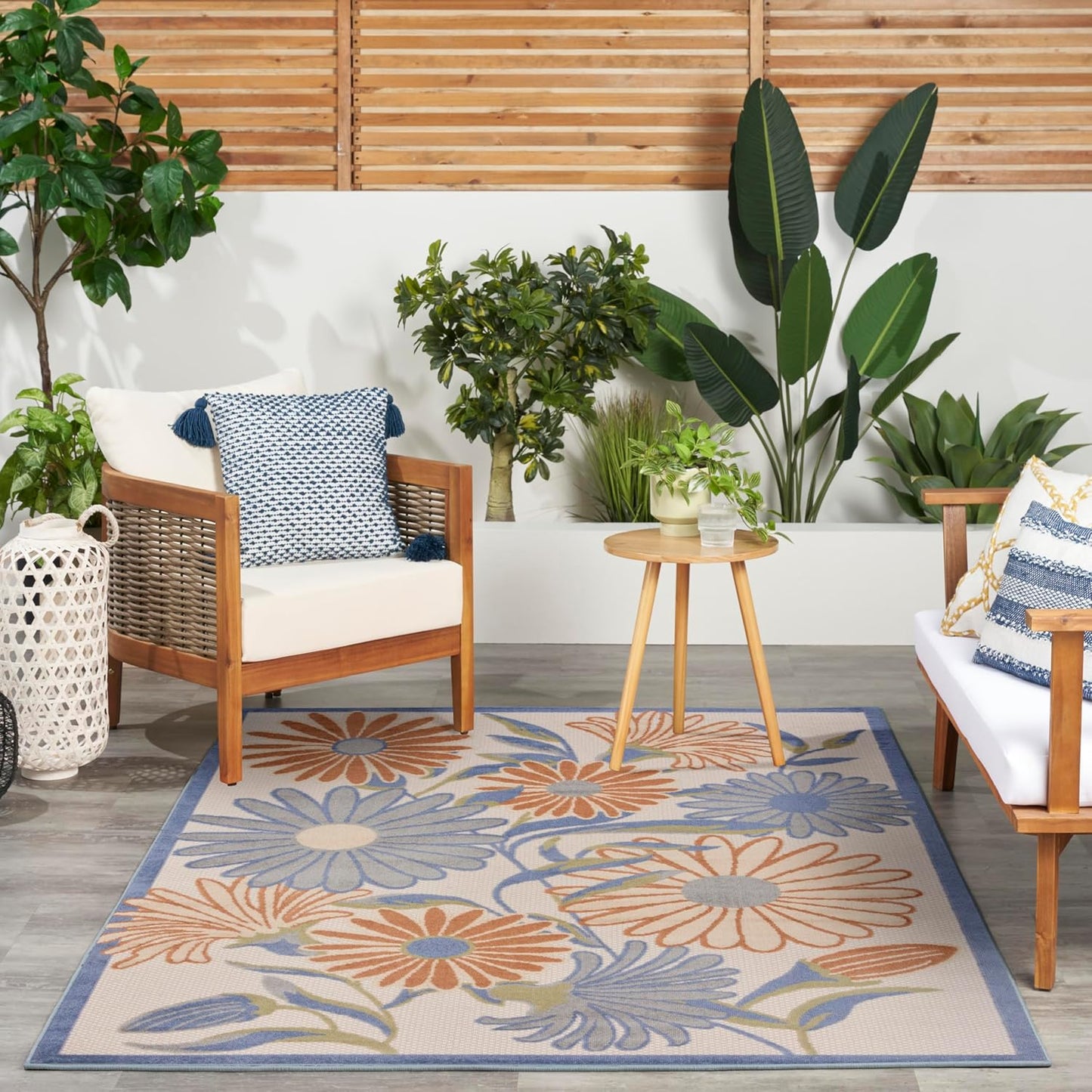 Nourison Home Aloha Beige Multicolor 3'6" x 5'6" Area Rug - Easy Cleaning, Non Shedding, Bed Room, Living Room, Dining Room, Kitchen (4' x 6')