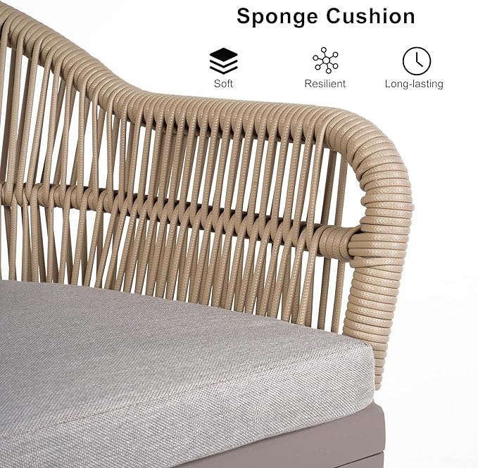 PURPLE LEAF 12 Pieces Patio Dining Set with Outdoor Aluminium Dining Table and Woven Chairs Modern Metal Furniture Cushions Sets for Garden Yard Indoor Decor Kitchen Champagne