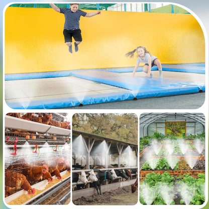 Misters for Outside Patio, Misting Cooling System Anti Leak, 40FT (12M) Misting Line with 12 Brass Mist Nozzles and Adapter(3/4"), DIY Water Misters for Garden Greenhouse Fan BBQ Party Pool