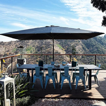 PURPLE LEAF 10' X 13' Rectangle Patio Umbrella Large Outdoor Aluminum Offset Umbrella with 360-degree Rotation Cantilever Umbrella for Garden Deck Backyard Pool, Grey