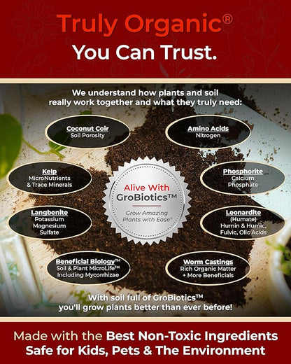 Compressed Organic Potting Soil: 100% Organic, Expands Up to 4X with Water, Nutrient-Dense Plant Food Derived from Worm Castings, Types of Plants, Kid & Pet Safe (Two 2 lb Bags)