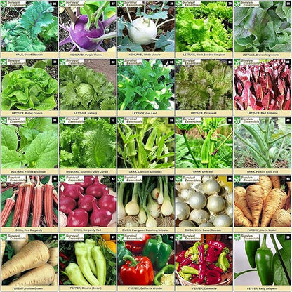 Garden Heirloom Seed Vault, 100 Variety, Over 17,500 Vegetable, Fruit, and Herbs Seeds, Non-GMO, Non-Hybrid, Plus Free Microgreens Kit