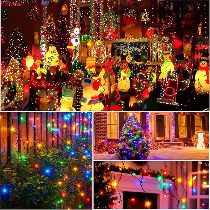[6 Pack] Solar String Lights Multicolored, 236 FT 600 LED Solar Twinkle Light Outdoor with 8 Modes & Memory Function, Solar Christmas Lights Waterproof Chrismas Lights for Xmas Tree Party Decorations