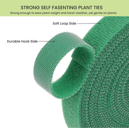 Reusable Plant Ties for Climbing Plants Hook and Loop Green Nylon Plant Straps Tape Double Sided Garden Tie Strap Reusable Adjustable Gentle Support for Vines, Trellis, Tomato (1/2 Inch x 16.4 ft)