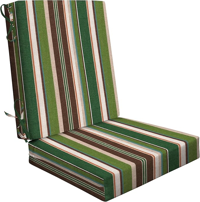 Honeycomb Outdoor Highback, 21 x 42, Stripe Pine Green Chair Cushion for Patio Furniture
