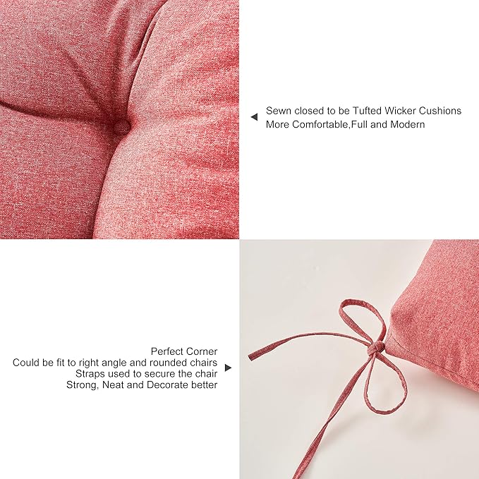 ARTPLAN All Weather Chair Outdoor Cushions Wicker Tufted Pillow with Back for Outdoor Furniture