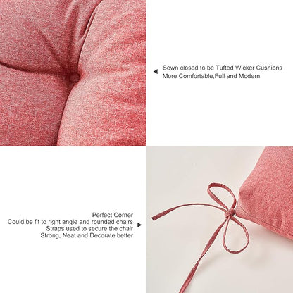 ARTPLAN All Weather Chair Outdoor Cushions Wicker Tufted Pillow with Back for Outdoor Furniture