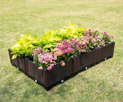 D'vine Dev Planter Raised Beds - Elevated Garden Box with Drainage Plug Raised Garden Beds for Vegetable/Flower/Herb Outdoor Standing Beds Gardening Kit, RGB-6