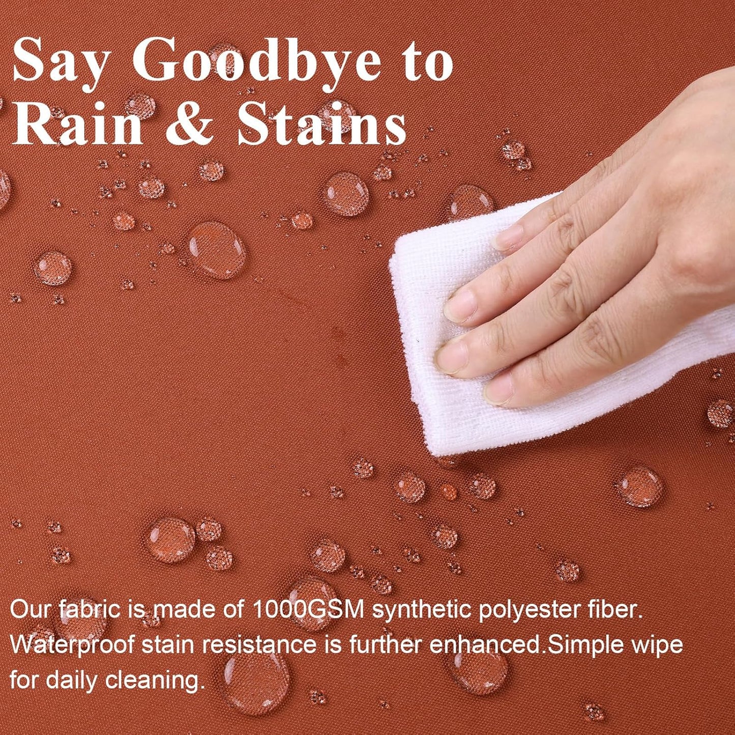 Outdoor Chair Cushions Set of 2 for Patio Furniture 18.5x16x3 Inch Waterproof Patio Chair Cushion 3 Year Color Fastness Rectangle Elastic Foam Garden Couch Pads with Ties and Handle,Spice