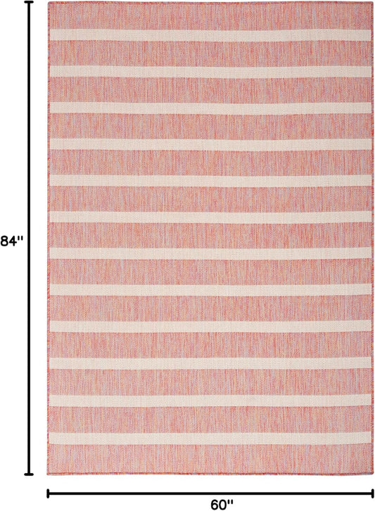 Nourison Home Positano Indoor/Outdoor Rainbow Ivory 5' x 7' Area Rug, Easy Cleaning, Non Shedding, Bed Room, Living Room, Dining Room, Deck, Backyard, Patio (5x7)