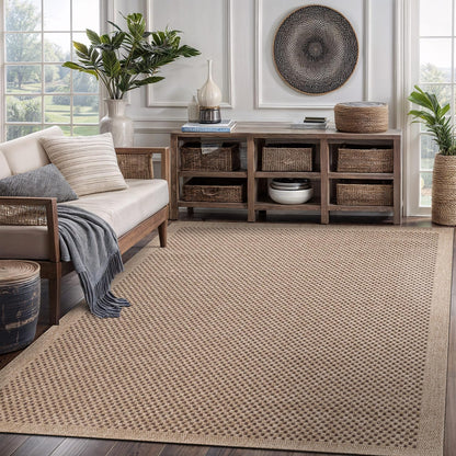 CAMILSON Easy Jute Rug 8x10, Indoor Outdoor Natural Color Fiber Area Rugs for Living Room Patio and Kitchen Rug, Sisal Boho Woven Design, Easy-Cleaning, Washable Outside Carpet Alfombras (8 x 10)