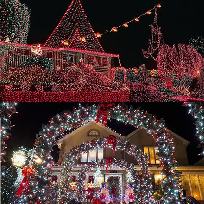 LJLNION 3 Sets Christmas Lights, 150 Count 33 FT Each Mini String Lights, Green Wire Fairy Lights, 120V UL Certified Connectable Xmas Tree Light for Holiday Winter Patio Party Outdoor Decoration, Red