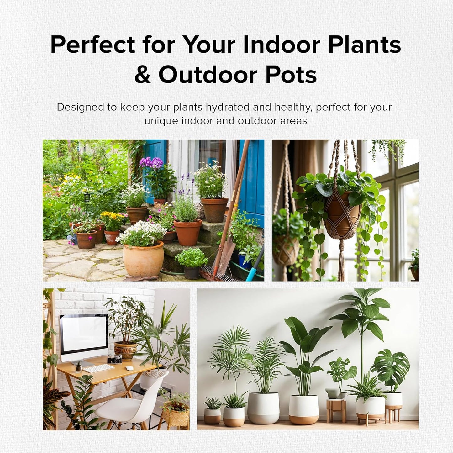 Plant Watering Spikes with Lids - Ideal for 5”-9” Pots - Vacation Friendly - Terracotta - Medium - Set of 4