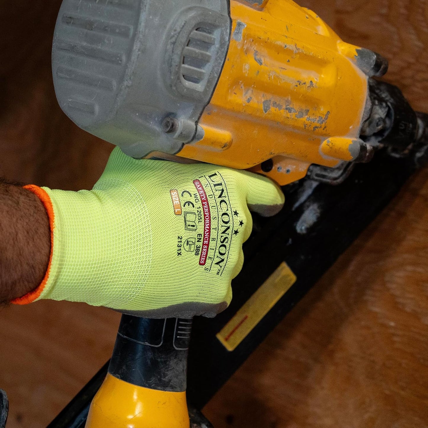 linconson 12 Pack Safety Performance Series Construction Mechanics Wrinkle Latex Work Gloves