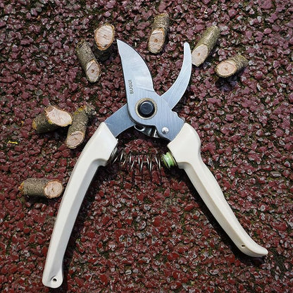 7" Small Pruning Shears Garden Shears - Premium Alloy Steel Bypass Pruner, Precision-ground Blades, Heavy Duty Gardening Tools, Ivory