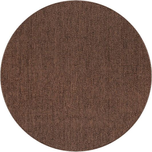 CAMILSON Easy Jute Round Rug 6ft Indoor Outdoor Brown Color Fiber Area Rugs for Living Room Patio and Kitchen Rug, Solid Boho Woven Design Easy-Cleaning, Washable Outside Carpet Alfombras (6 Round)