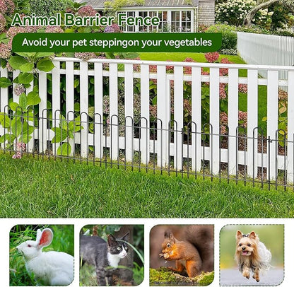 26 Panels Decorative Garden Fence, 37ft X 20in Rustproof Metal Animal Barrier Fence, No Dig Fence Garden Fence, Arched Flower Bed Edging Ornamental Wire Border Fencing for Outdoor Yard, Patio Decor