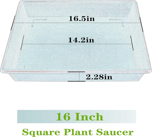 Square Plant Saucer 16 Inch 4 Pack, Plant Stand Plant Trays for Pots Heavy Duty Plastic Plant Saucers for Indoors Outdoors, Flower Pot No Holes Terracotta Plant Lover Gardening Gifts