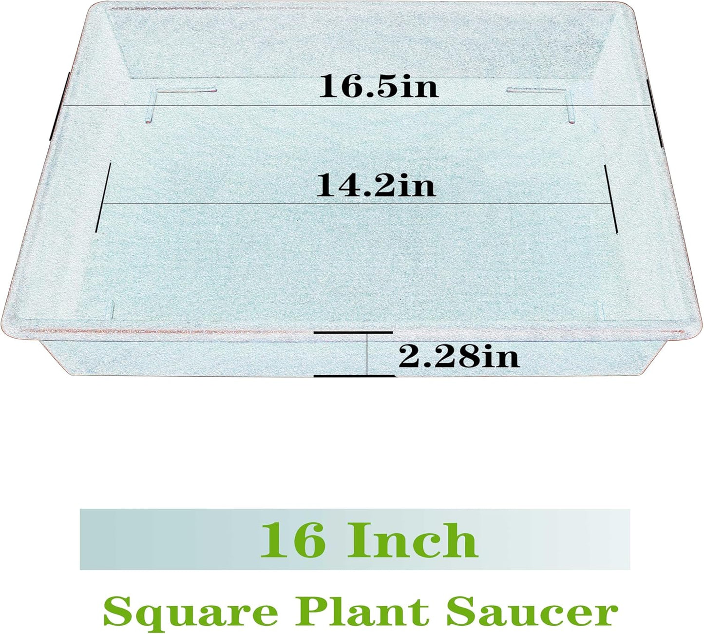 Square Plant Saucer 16 Inch 2 Pack 10 14 16 18 20 Plant Trays for Pots Heavy Duty Plastic Plant Saucers for Indoors Outdoors, Flower Pot No Holes Plant Drip Trays