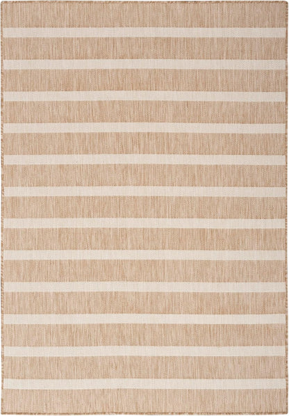 Nourison Home Positano Indoor/Outdoor Beige Ivory 7' x 10' Area Rug, Easy Cleaning, Non Shedding, Bed Room, Living Room, Dining Room, Deck, Backyard, Patio (7x10)