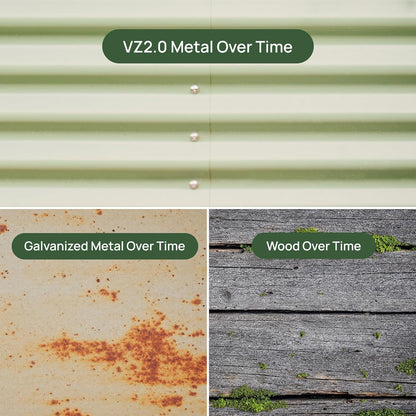 Vego garden Raised Garden Bed Kit, 17" Tall 10 in 1 Modular Metal Raised Garden Beds Kit, Metal Planter Box for Vegetables, Flowers, Herbs, Olive Green