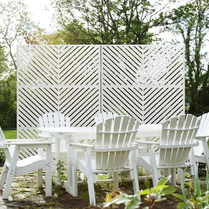 Metal Privacy Screen Outdoor 72" H×47" W,Freestanding Decorative Privacy Screen for Balcony Yard&Garden, Privacy Fence-White&Arrow