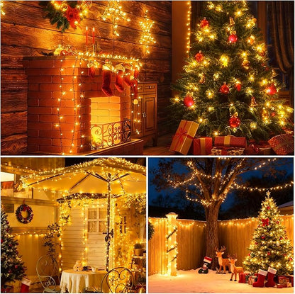 [6 Pack] Solar String Lights for Outside, 236 FT 600 LED Solar Twinkle Light Outdoor with 8 Modes & Memory Function, Waterproof Chrismas Lights for Xmas Tree Party Decorations (Warm White)