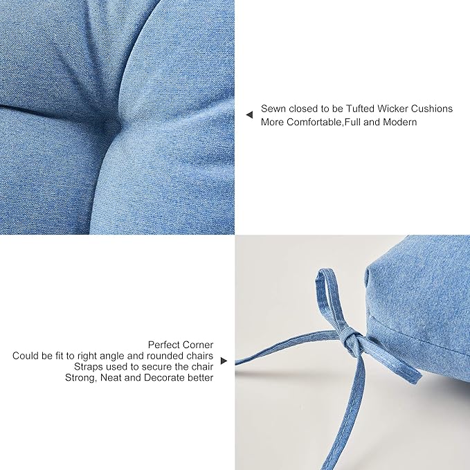 ARTPLAN All Weather Chair Outdoor Cushions Wicker Tufted Pillow with Back for Outdoor Furniture