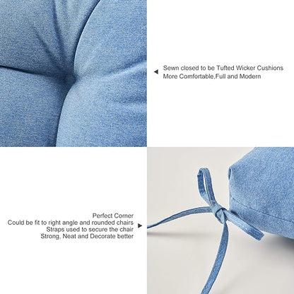 ARTPLAN All Weather Chair Outdoor Cushions Wicker Tufted Pillow with Back for Outdoor Furniture