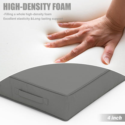 Patio Chair Cushions 19 X 19 X 4 Inch Waterproof Outdoor Seat Cushions for Patio Furniture, Outdoor Sofa Couch Pads with Ties & Handle, Set of 2, Light Grey