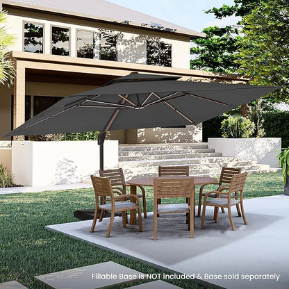 9' X 12' Cantilever Patio Umbrella Outdoor Heavy Duty Double Top Windproof Rectangle Offset Umbrellas with 360-degree Rotation for Pool Deck Backyard, Grey