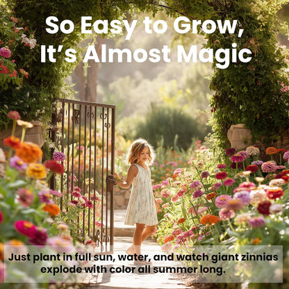 NatureZ Edge Zinnia Seeds for Planting Outdoors – California Giants Flower Seeds, Bulk Semillas de Flores para Sembrar, 1 Oz